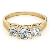 Yellow gold Three-Stone Round Cut Solitaire Ring with Classic Band and Prong Setting 1