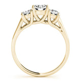 Yellow gold Three-Stone Round Cut Solitaire Ring with Classic Band and Prong Setting 2
