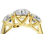 Yellow gold Three-Stone Round Cut Solitaire Ring with Classic Band and Prong Setting_10