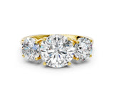 Yellow gold Three-Stone Round Cut Solitaire Ring with Classic Band and Prong Setting_6