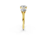 Yellow gold Three-Stone Round Cut Solitaire Ring with Classic Band and Prong Setting_8