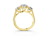 Yellow gold Three-Stone Round Cut Solitaire Ring with Classic Band and Prong Setting_9