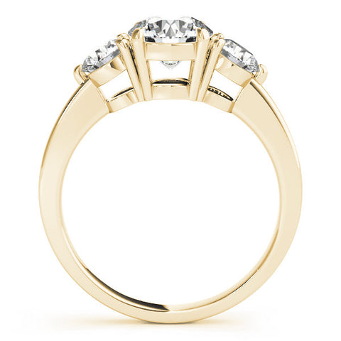 Yellow gold Three-Stone Round Cut Solitaire Ring with Prong Setting on a Classic Band 1