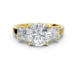 Yellow gold Three-Stone Round Cut Solitaire Ring with Prong Setting_3