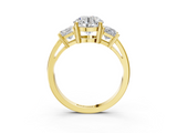 Yellow gold Three-Stone Round Cut Solitaire Ring with Prong Setting_6