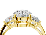 Yellow gold Three-Stone Round Cut Solitaire Ring with Prong Setting_7