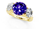 Yellow gold Three-Stone Round Cut Tanzanite Braided Band Ring with Four-Prong Setting_13