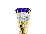 Yellow gold Three-Stone Round Cut Tanzanite Braided Band Ring with Four-Prong Setting_17