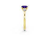 Yellow gold Three-Stone Round Cut Tanzanite Ring with Pear  Side Stones in Four-Prong Setting_14