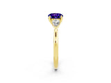 Yellow gold Three-Stone Round Cut Tanzanite Ring with Pear  Side Stones in Four-Prong Setting_38