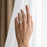 Yellow gold Three-Stone Round Cut Tension Band Ring with Four-Prong Setting_6