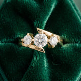 Yellow gold Three-Stone Round Cut Tension Band Ring with Four-Prong Setting_9