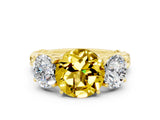 Yellow gold Three-Stone Round Cut Yellow Sapphire Braided Band Ring with Four-Prong Setting_36