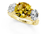 Yellow gold Three-Stone Round Cut Yellow Sapphire Braided Band Ring with Four-Prong Setting_37