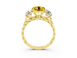 Yellow gold Three-Stone Round Cut Yellow Sapphire Braided Band Ring with Four-Prong Setting_39