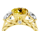 Yellow gold Three-Stone Round Cut Yellow Sapphire Braided Band Ring with Four-Prong Setting_40