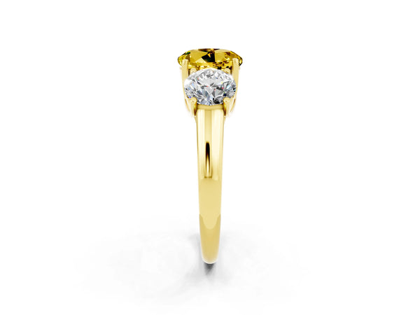 Yellow gold Three-Stone Round Cut Yellow Sapphire Engagement Ring with Prong Setting