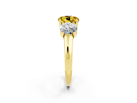 Yellow gold Three-Stone Round Cut Yellow Sapphire Engagement Ring with Prong Setting_2