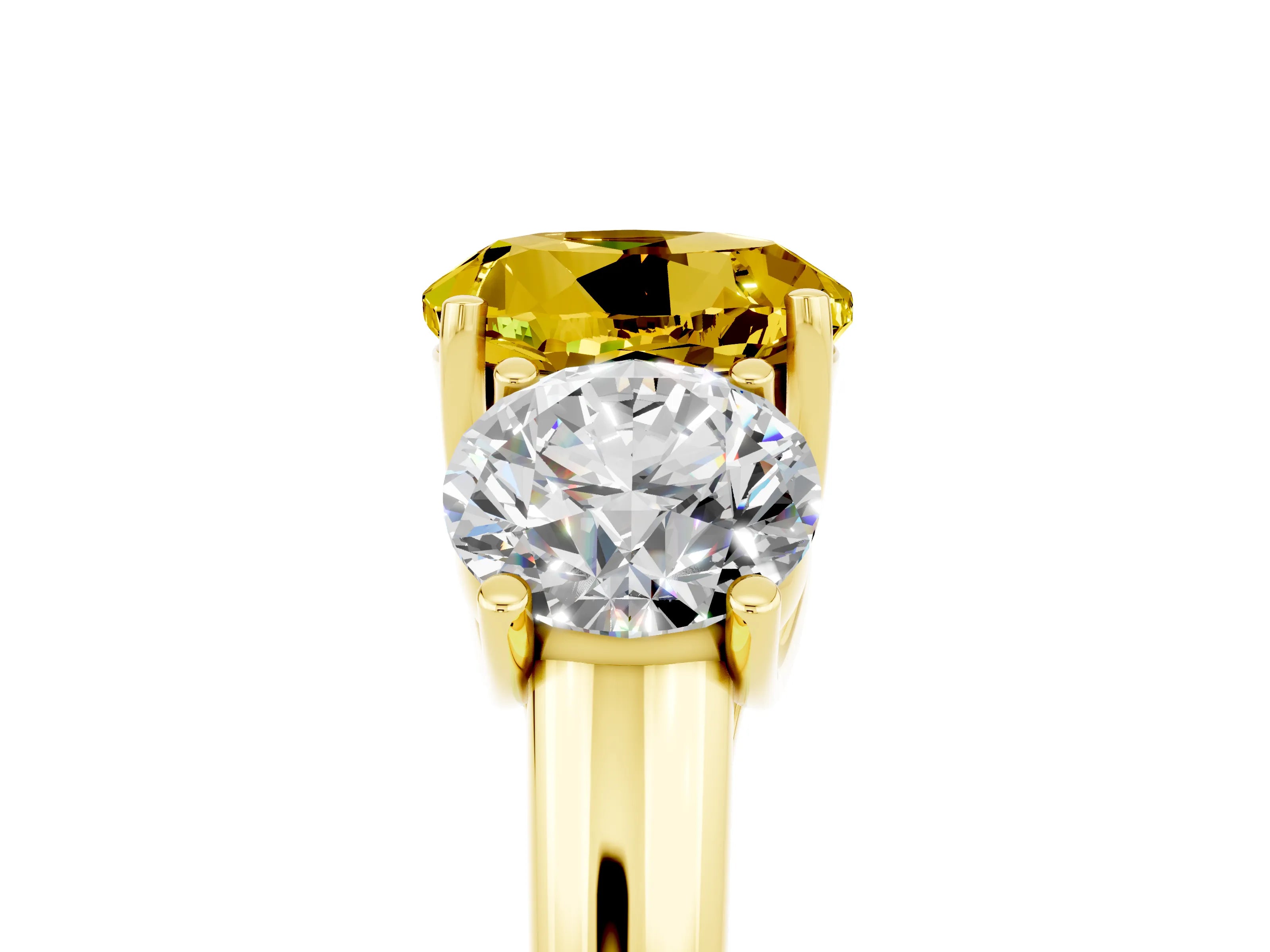 Yellow gold Three-Stone Round Cut Yellow Sapphire Engagement Ring with Prong Setting_5