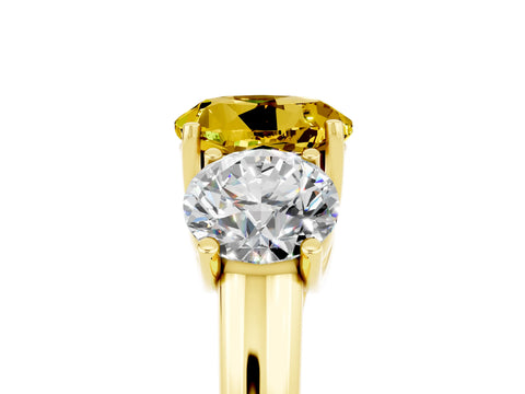 Yellow gold Three-Stone Round Cut Yellow Sapphire Engagement Ring with Prong Setting_5