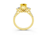Yellow gold Three-Stone Round Cut Yellow Sapphire Pavé Band with Four-Prong Setting_27