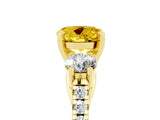 Yellow gold Three-Stone Round Cut Yellow Sapphire Pavé Band with Four-Prong Setting_29
