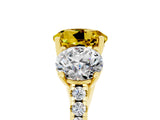 Yellow gold Three-Stone Round Cut Yellow Sapphire Ring with Pavé Band and Prong Setting_41