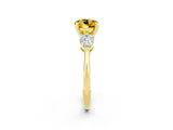 Yellow gold Three-Stone Round Cut Yellow Sapphire Ring with Pear Side Stones and Four-Prong Setting_26