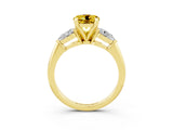 Yellow gold Three-Stone Round Cut Yellow Sapphire Ring with Pear Side Stones and Four-Prong Setting_27