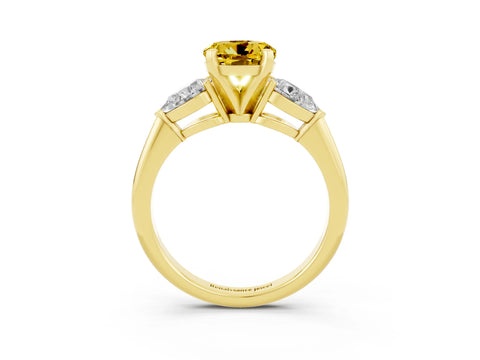 Yellow gold Three-Stone Round Cut Yellow Sapphire Ring with Pear Side Stones and Four-Prong Setting_27