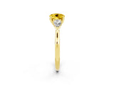 Yellow gold Three-Stone Round Cut Yellow Sapphire Ring with Pear  Side Stones in Four-Prong Setting_14