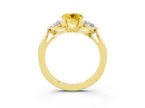 Yellow gold Three-Stone Round Cut Yellow Sapphire Ring with Pear  Side Stones in Four-Prong Setting_15