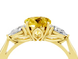 Yellow gold Three-Stone Round Cut Yellow Sapphire Ring with Pear  Side Stones in Four-Prong Setting_16