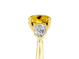 Yellow gold Three-Stone Round Cut Yellow Sapphire Ring with Pear  Side Stones in Four-Prong Setting_17