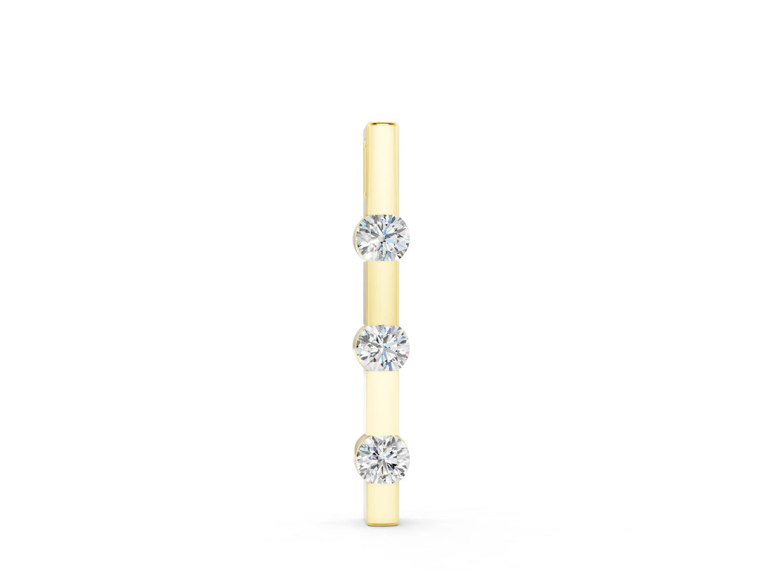 Yellow gold Three-Stone Round Diamond Bar Pendant with Channel Setting_6