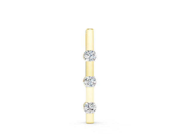 Yellow gold Three-Stone Round Diamond Bar Pendant with Channel Setting