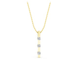 Yellow gold Three-Stone Round Diamond Bar Pendant with Channel Setting_7