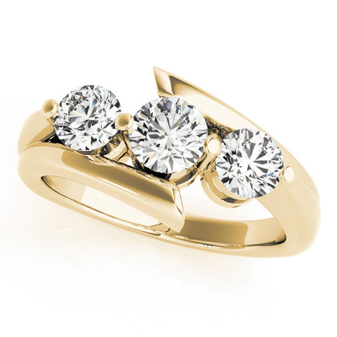 Yellow gold Three-Stone Round Diamond Bypass Band with Prong Setting