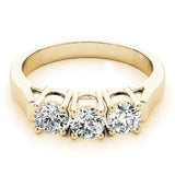 Yellow gold Three-Stone Round Diamond Channel Band with Prong Setting 1