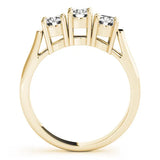Yellow gold Three-Stone Round Diamond Channel Band with Prong Setting 2