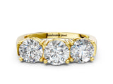 Yellow gold Three-Stone Round Diamond Channel Band with Prong Setting_18