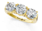 Yellow gold Three-Stone Round Diamond Channel Band with Prong Setting_19