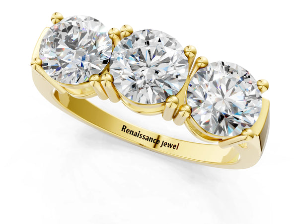14K Yellow Gold Three-Stone 1.05 Carat D VVS1 Round Diamond Channel Band with Prong Setting