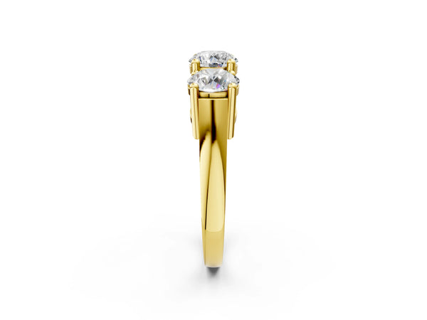 14K Yellow Gold Three-Stone 1.05 Carat D VVS1 Round Diamond Channel Band with Prong Setting