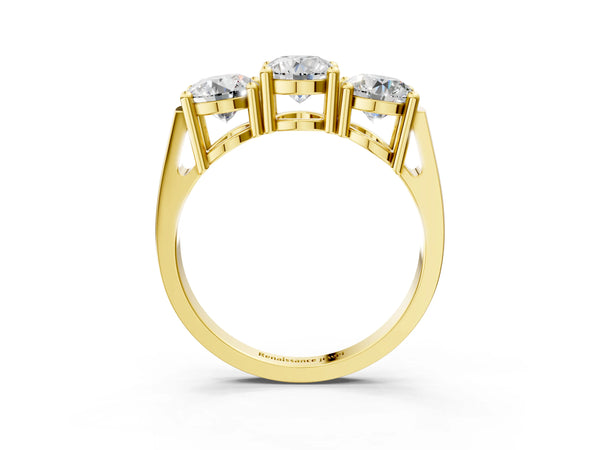 14K Yellow Gold Three-Stone 1.05 Carat D VVS1 Round Diamond Channel Band with Prong Setting