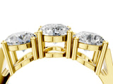 Yellow gold Three-Stone Round Diamond Channel Band with Prong Setting_22