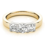 Yellow gold Three-Stone Round Diamond Classic Band with Prong Setting 1