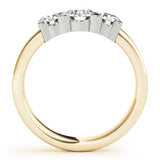 Yellow gold Three-Stone Round Diamond Classic Band with Prong Setting 2