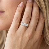 Yellow gold Three-Stone Round Diamond Classic Band with Prong Setting_14