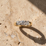 Yellow gold Three-Stone Round Diamond Classic Band with Prong Setting_15